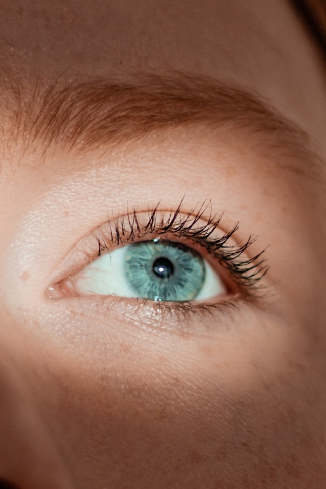 Blepharoplastik Behandlung Nahaufnahme eines Auges mit Augenbraue